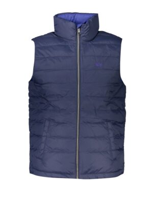 La Martina Sleek Sleeveless Embroidered Blue Jacket
