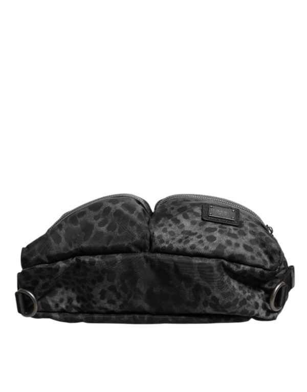 Dolce & Gabbana Black Gray Leopard DG Logo Belt Waist Fanny Pack Bag - Image 5
