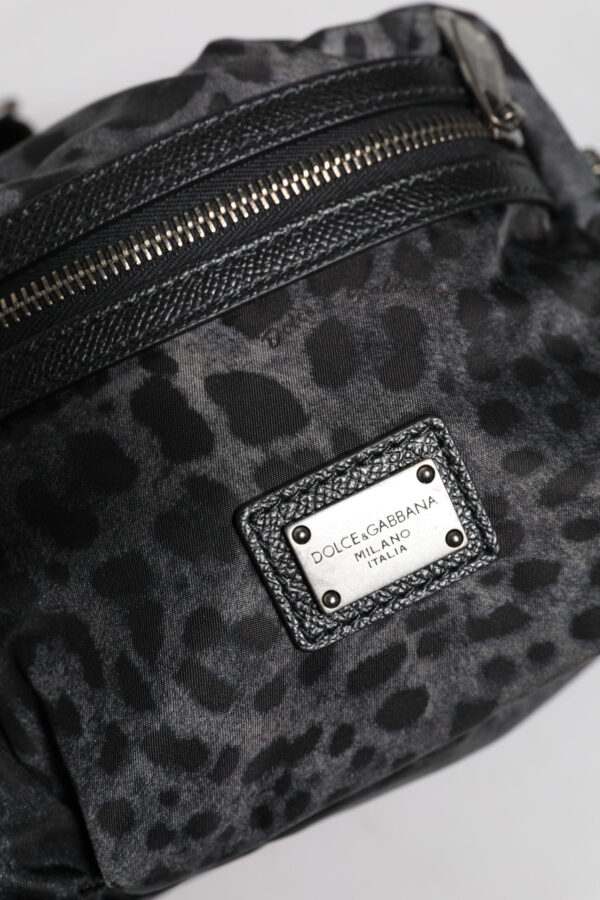 Dolce & Gabbana Black Gray Leopard DG Logo Belt Waist Fanny Pack Bag - Image 6