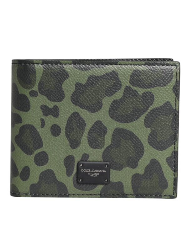 Dolce & Gabbana Black Green Leather DG Plaque Bifold Card Holder Wallet - Image 2