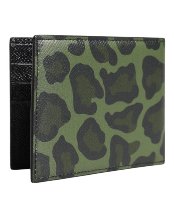 Dolce & Gabbana Black Green Leather DG Plaque Bifold Card Holder Wallet - Image 4