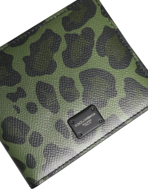 Dolce & Gabbana Black Green Leather DG Plaque Bifold Card Holder Wallet - Image 5