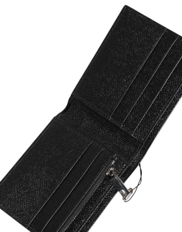 Dolce & Gabbana Black Green Leather DG Plaque Bifold Card Holder Wallet - Image 6