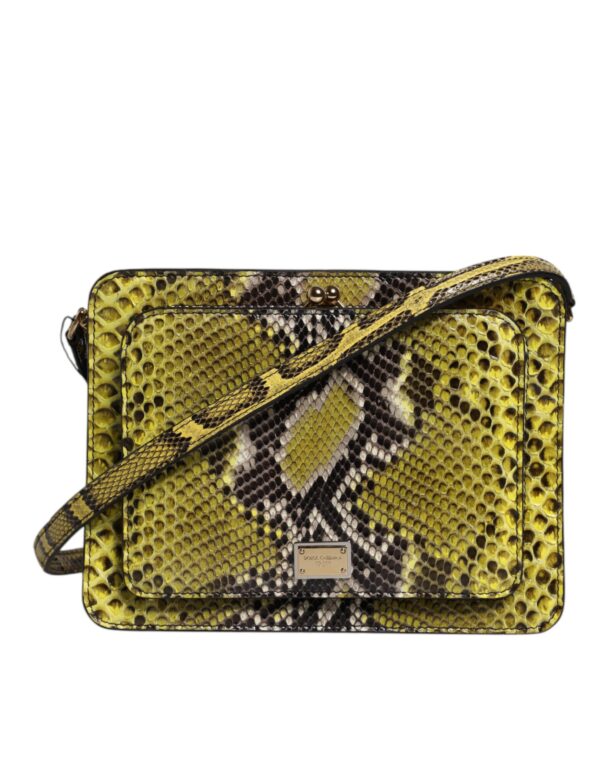 Dolce & Gabbana Green Exotic Leather DG Plaque Crossbody Clutch Bag - Image 3