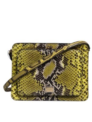 Dolce & Gabbana Green Exotic Leather DG Plaque Crossbody Clutch Bag