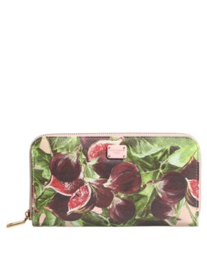 Dolce & Gabbana Multicolor Fig Fruit Dauphine Leather Zip Around Continental Wallet
