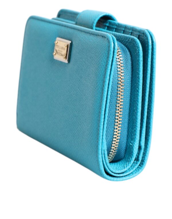 Dolce & Gabbana Light Blue Leather Bifold Continental Clutch Wallet - Image 4