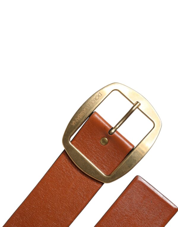 Dolce & Gabbana Brown Leather Gold Metal Buckle Classic Belt - Image 5