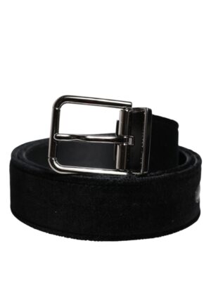 Dolce & Gabbana Black Cotton Silver Tone Metal Buckle Belt