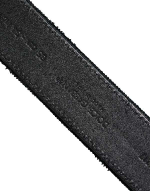 Dolce & Gabbana Black Cotton Silver Tone Metal Buckle Belt - Image 5