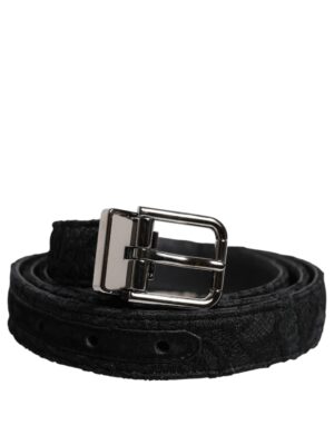 Dolce & Gabbana Black Cotton Blend Silver Metal Buckle Belt
