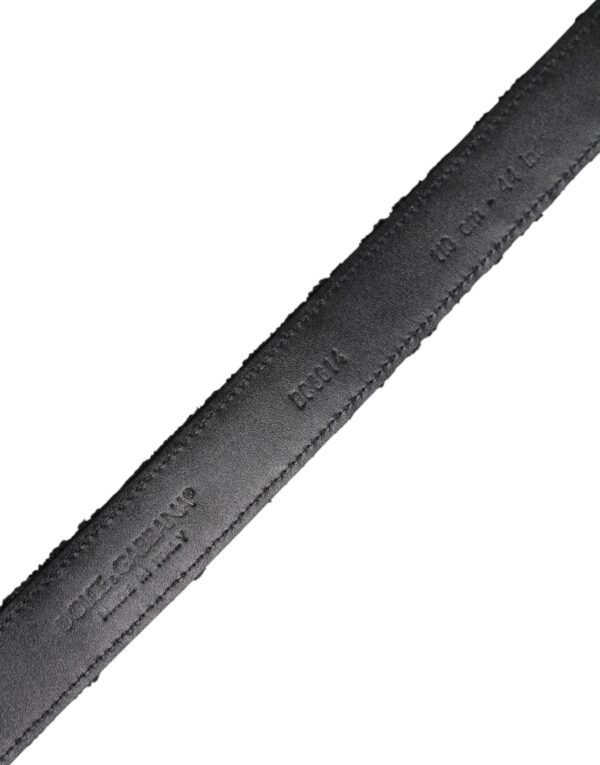Dolce & Gabbana Black Cotton Blend Silver Metal Buckle Belt - Image 5