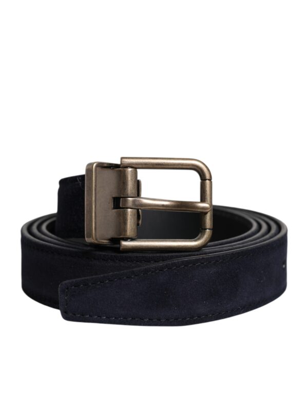 Dolce & Gabbana Black Goat Leather Metal Buckle Classic Belt - Image 2