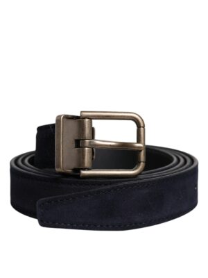 Dolce & Gabbana Black Goat Leather Metal Buckle Classic Belt