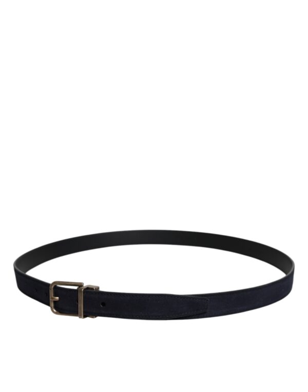 Dolce & Gabbana Black Goat Leather Metal Buckle Classic Belt - Image 3