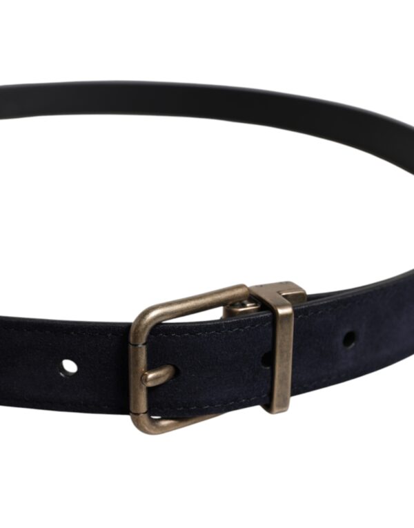 Dolce & Gabbana Black Goat Leather Metal Buckle Classic Belt - Image 4