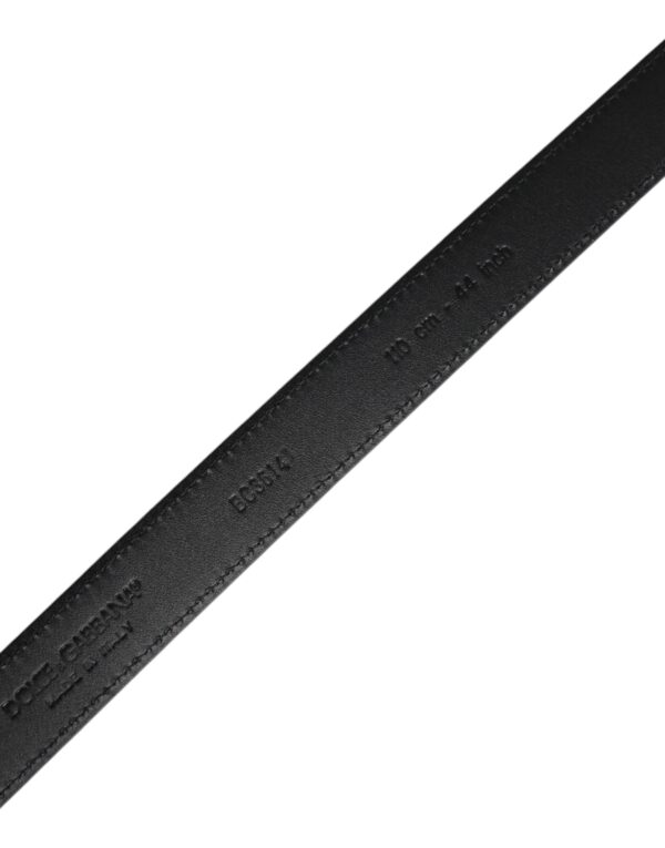 Dolce & Gabbana Black Goat Leather Metal Buckle Classic Belt - Image 5