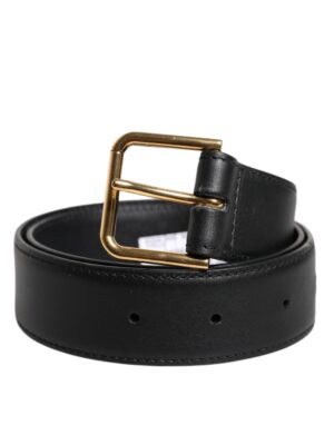 Dolce & Gabbana Black Leather Metal Buckle Classic Belt
