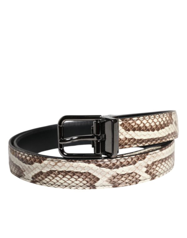 Dolce & Gabbana Brown Exotic Leather Classic Metal Buckle Belt - Image 2