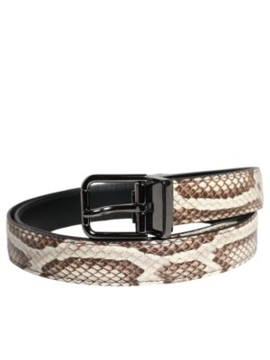 Dolce & Gabbana Brown Exotic Leather Classic Metal Buckle Belt
