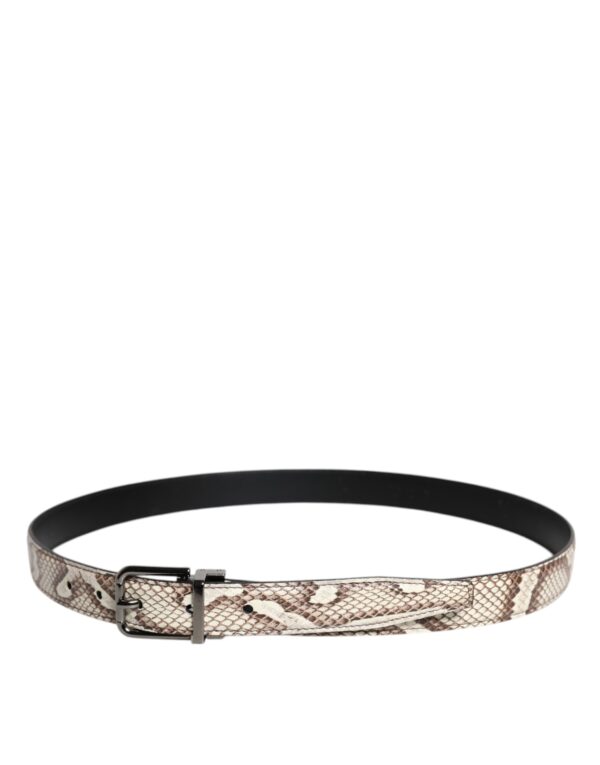 Dolce & Gabbana Brown Exotic Leather Classic Metal Buckle Belt - Image 3