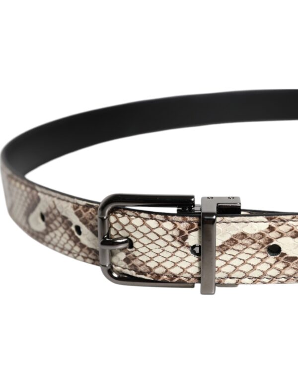 Dolce & Gabbana Brown Exotic Leather Classic Metal Buckle Belt - Image 4