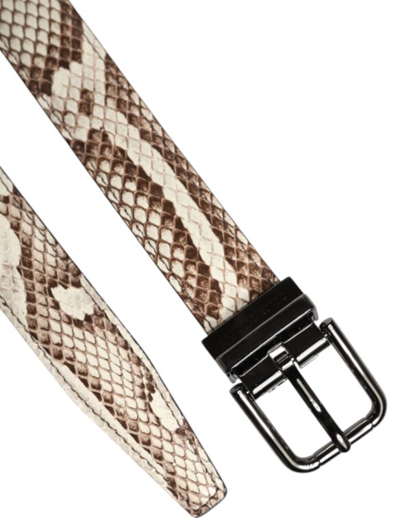 Dolce & Gabbana Brown Exotic Leather Classic Metal Buckle Belt - Image 6