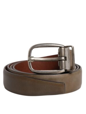 Dolce & Gabbana Brown Leather Classic Metal Logo Buckle Belt