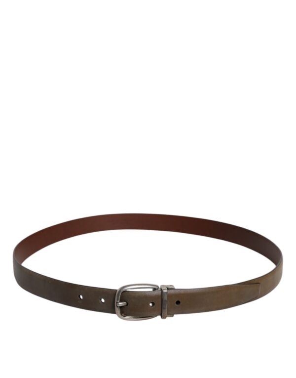 Dolce & Gabbana Brown Leather Classic Metal Logo Buckle Belt - Image 3