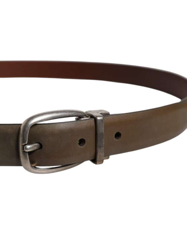 Dolce & Gabbana Brown Leather Classic Metal Logo Buckle Belt - Image 4