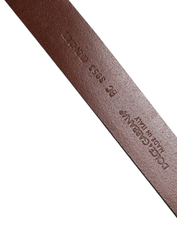 Dolce & Gabbana Brown Leather Classic Metal Logo Buckle Belt - Image 5