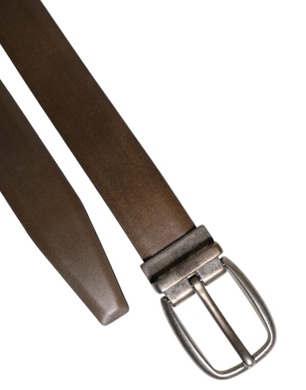 Dolce & Gabbana Brown Leather Classic Metal Logo Buckle Belt - Image 6