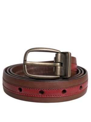 Dolce & Gabbana Burgundy Leather Metal Logo Buckle Belt