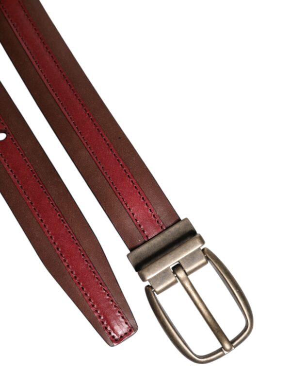 Dolce & Gabbana Burgundy Leather Metal Logo Buckle Belt - Image 6