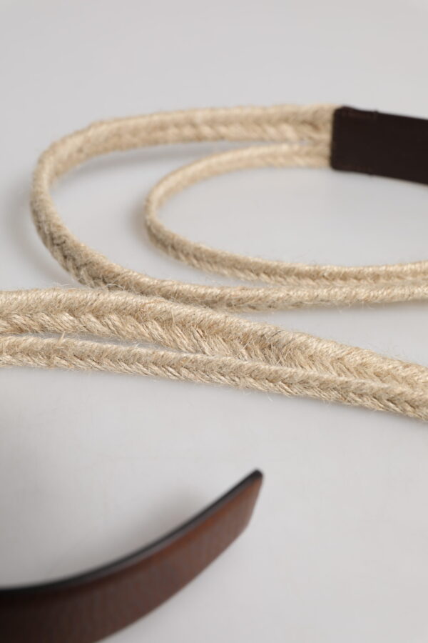 Dolce & Gabbana Brown Jute Leather Woven Metal Buckle Belt - Image 7