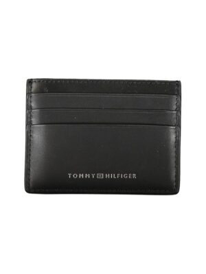Tommy Hilfiger Chic Black Leather Card Holder with Contrast Detailing