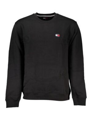 Tommy Hilfiger Sleek Black Cotton Crew Neck Sweatshirt