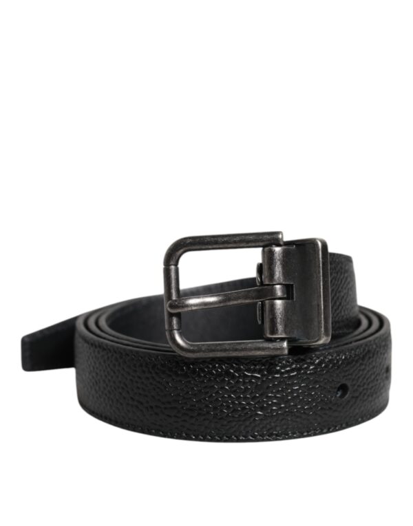 Dolce & Gabbana Black Calf Leather Classic Metal Buckle Belt - Image 2