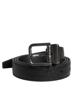 Dolce & Gabbana Black Calf Leather Classic Metal Buckle Belt