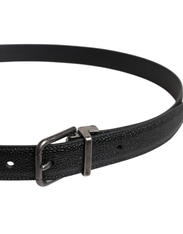 Dolce & Gabbana Black Calf Leather Classic Metal Buckle Belt - Image 4