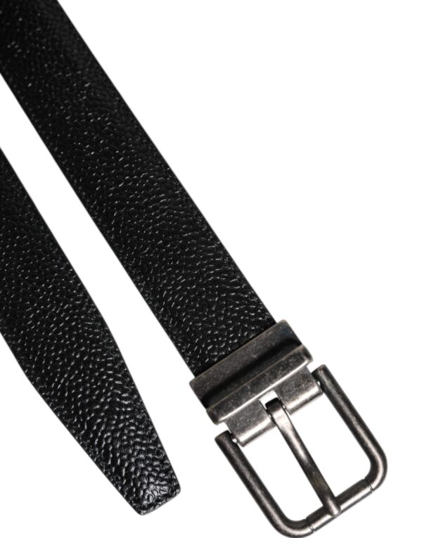 Dolce & Gabbana Black Calf Leather Classic Metal Buckle Belt - Image 5