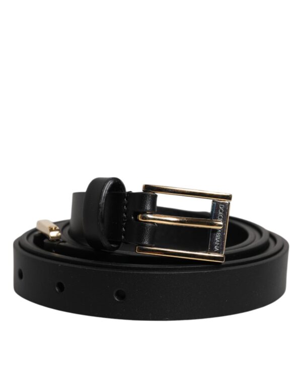 Dolce & Gabbana Black Calfskin Classic Metal Logo Buckle Belt - Image 2