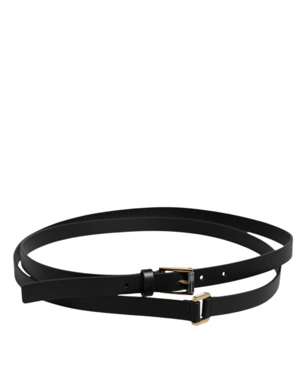 Dolce & Gabbana Black Calfskin Classic Metal Logo Buckle Belt - Image 3