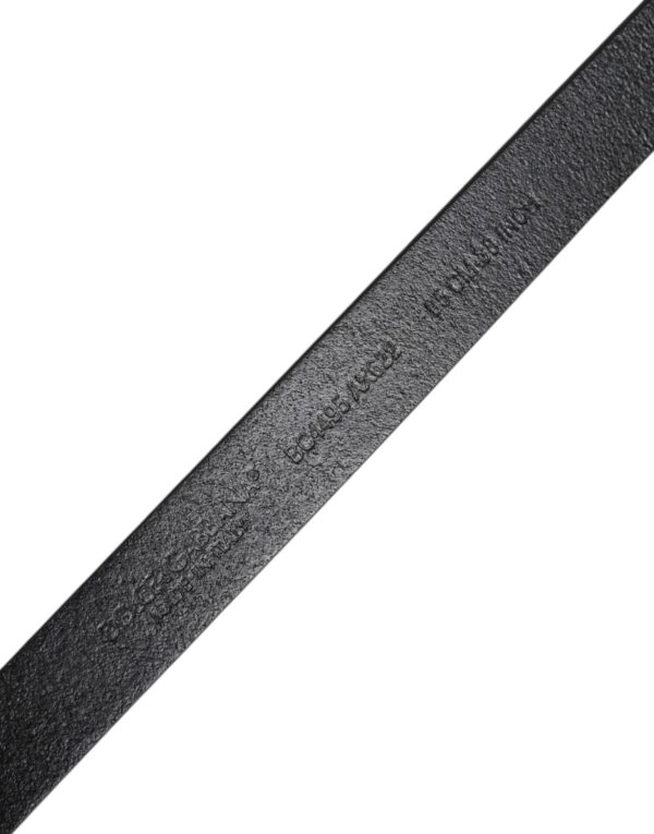 Dolce & Gabbana Black Calfskin Classic Metal Logo Buckle Belt - Image 5