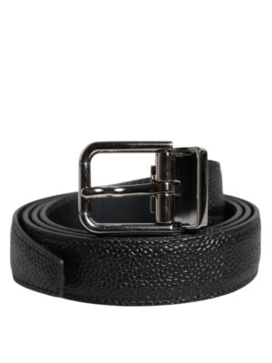 Dolce & Gabbana Black Calf Leather Classic Metal Buckle Belt