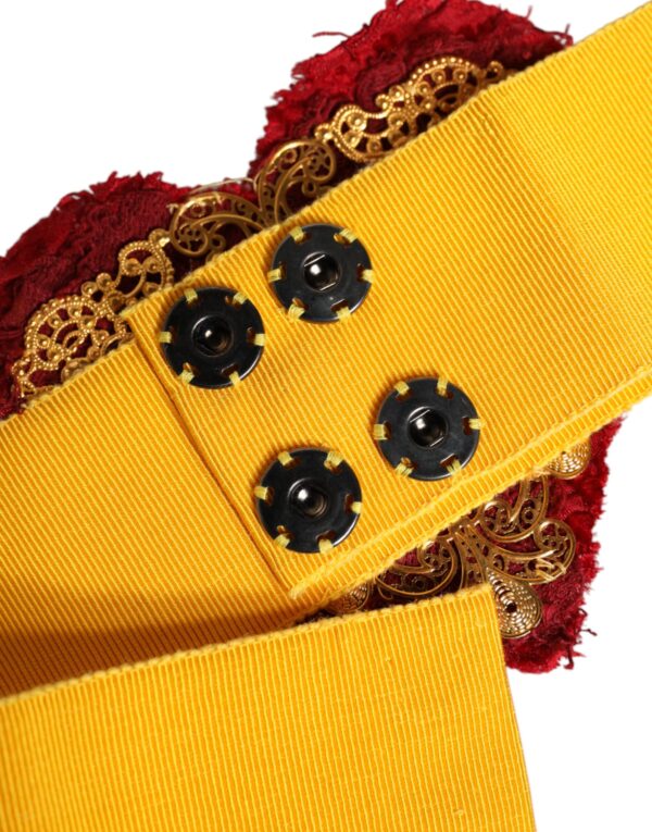 Dolce & Gabbana Yellow Stretch Wide Waist Heart Embellished Belt - Image 4