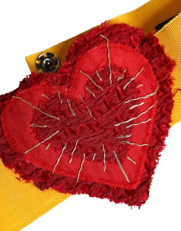 Dolce & Gabbana Yellow Stretch Wide Waist Heart Embellished Belt - Image 5
