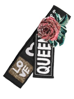 Dolce & Gabbana Black Stretch Multicolor Embellished Waist Belt