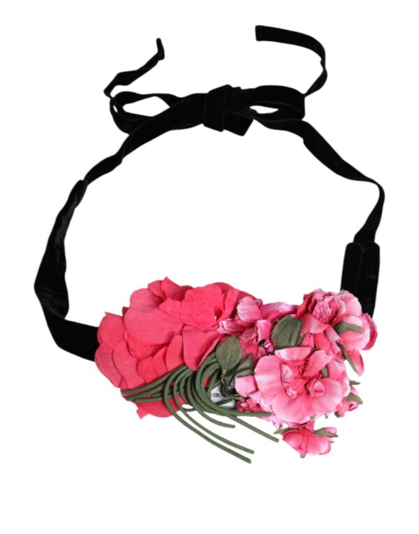 Dolce & Gabbana Multicolor Floral Applique Detail Tie Belt - Image 3