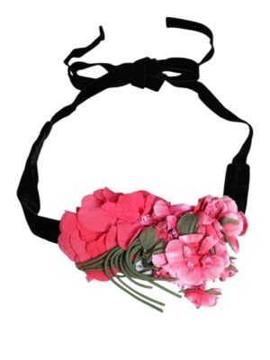 Dolce & Gabbana Multicolor Floral Applique Detail Tie Belt